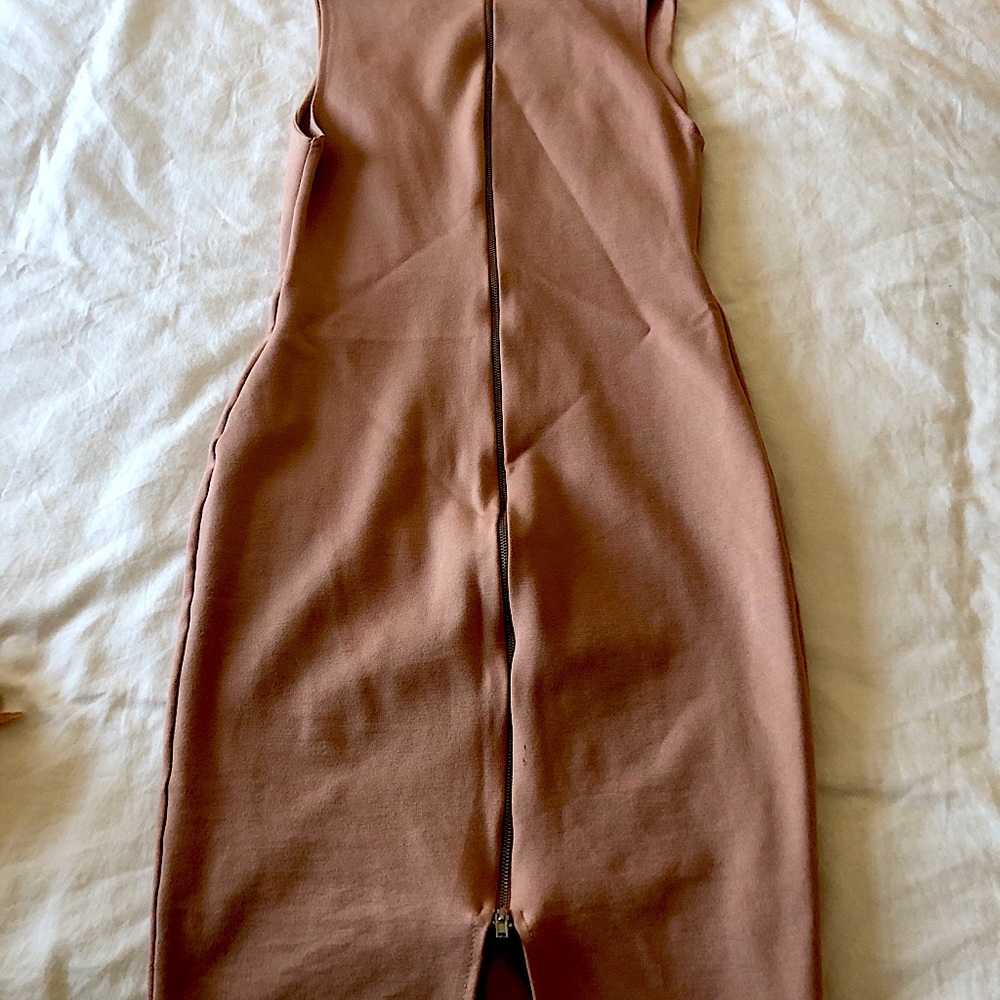 Deep plunge mauve dress